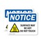 Signmission Hot Surface Sign, 7 in H x 10 in W, Vinyl Decal, Surface May Be Hot Do Not Touch Sign With Symbol OS-2PACK-NS-D-710-L-18509 - alternate 1